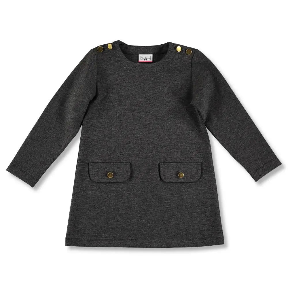 Rochie fetite, Bibalina, cu nasturi, gri, 21876 - 4Kids Romania