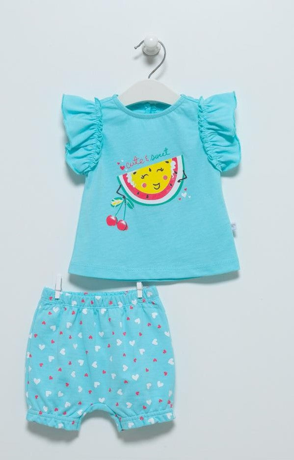 Compleu de vara bebe, Caramell, 2 piese, albastru, TKK7047 - 4Kids Romania