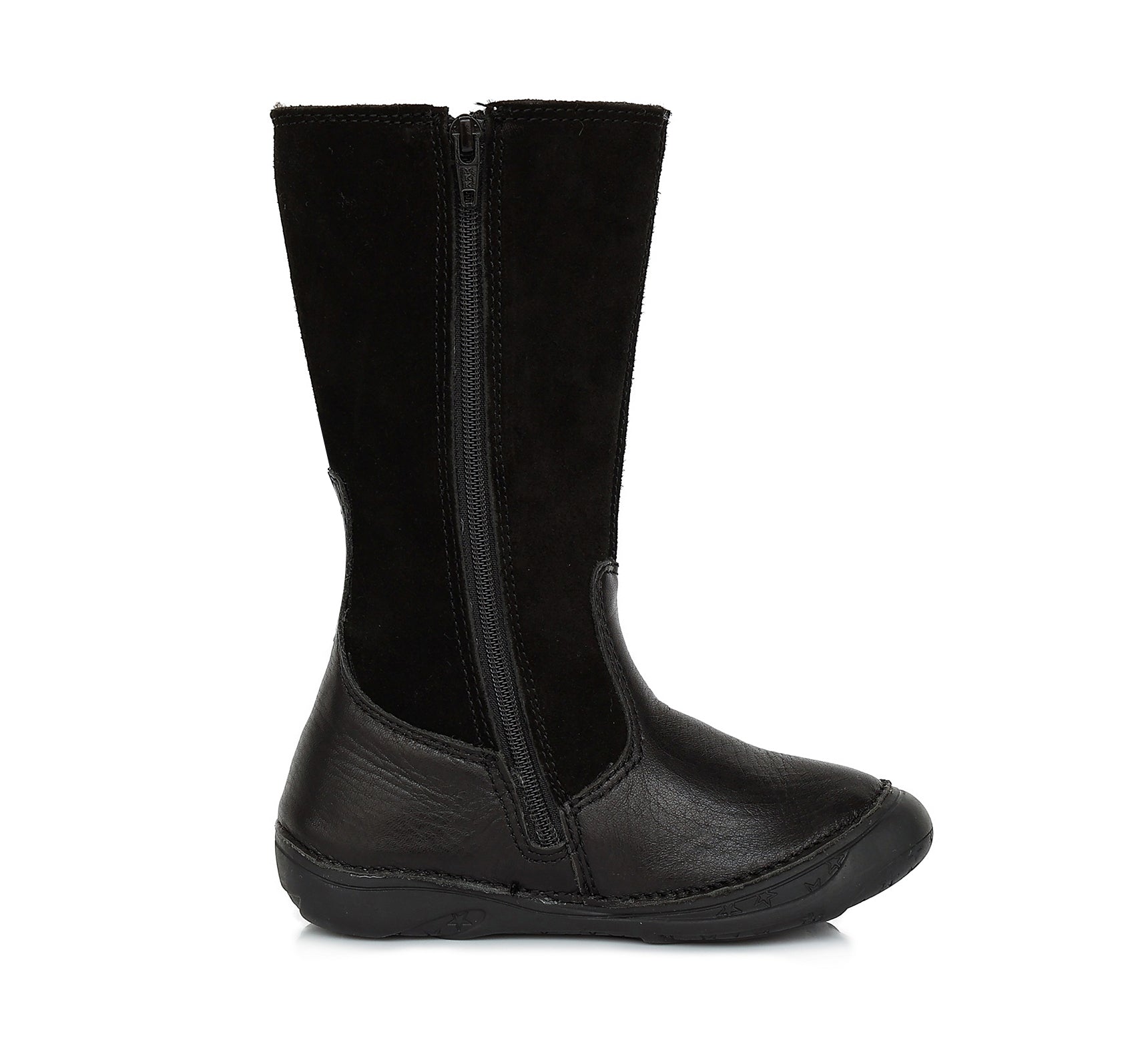 Cizme din piele fete, D.D.step, imblanite, negru, W046-640A