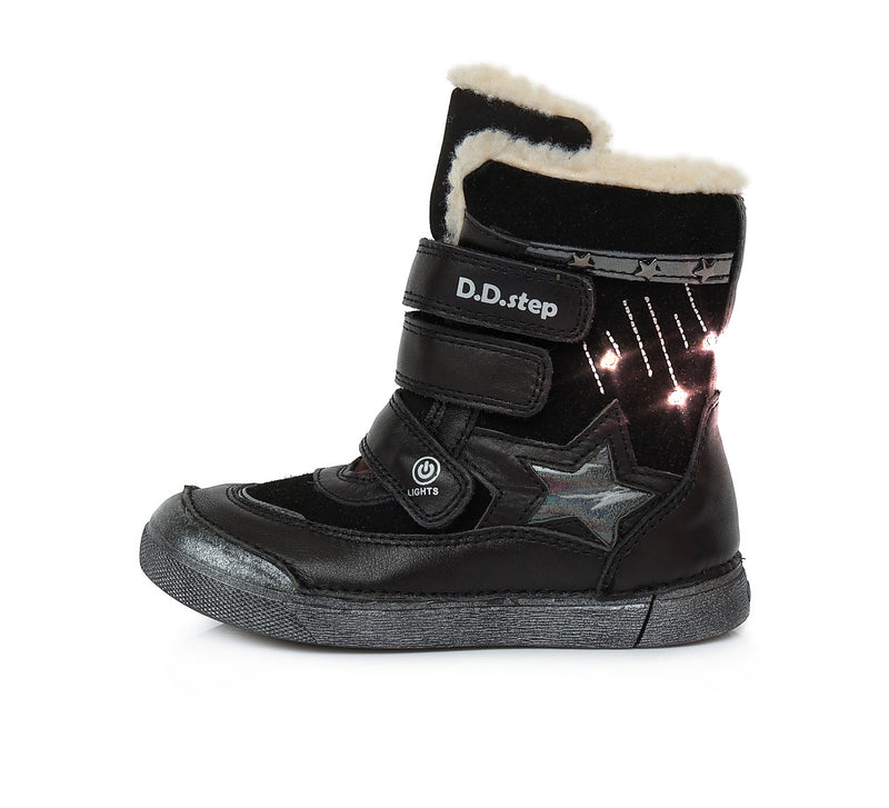 Ghete de iarna fetite,cu LED, D.D.step, Camelia, usoare, W068-767 - 4Kids Romania