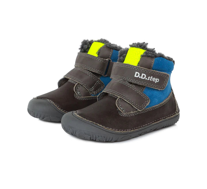 Ghetute Barefoot din piele, baietei, D.D.step, imblanite, W073-29 - 4Kids Romania