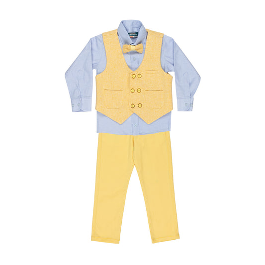 Costum Elegant din 4 Piese, Montella, Baieti, Galben, MY-5125 - 4Kids Romania