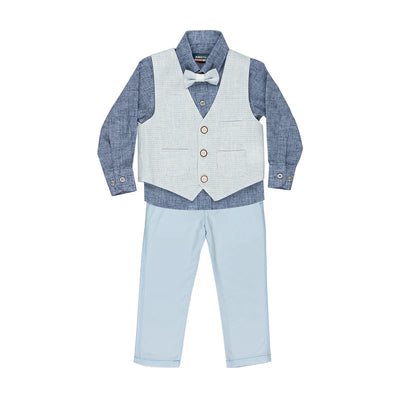 Costum Elegant cu Vesta, Montella, 4 Piese, Albastru, MY-5127 - 4Kids Romania