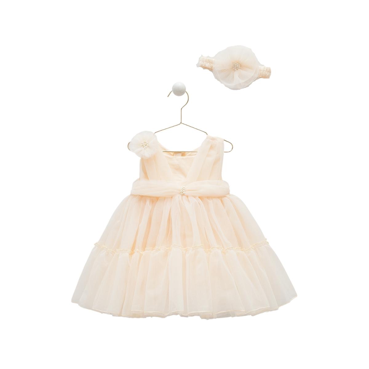 Rochita Eleganta cu Tulle, Caramell, Bebelusi, Bentita Asorata, ELB7900