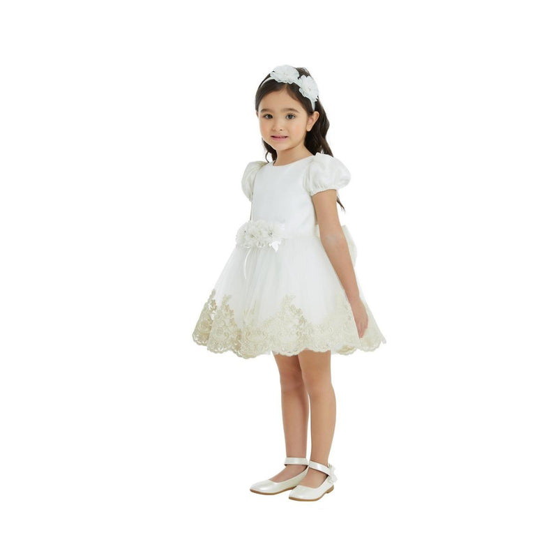 Rochie, crem cu dantela aurie, Pamina, 32136PR - 4Kids Romania