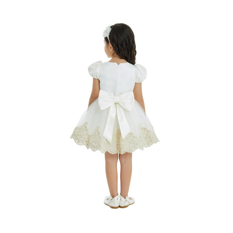 Rochie, crem cu dantela aurie, Pamina, 32136PR - 4Kids Romania