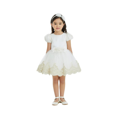 Rochie, crem cu dantela aurie, Pamina, 32136PR - 4Kids Romania