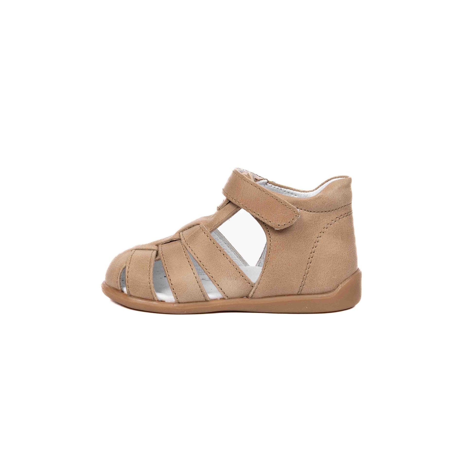 Sandalute din Piele Baieti, 4Kids - cu Scai, Usoare, Crem, 421