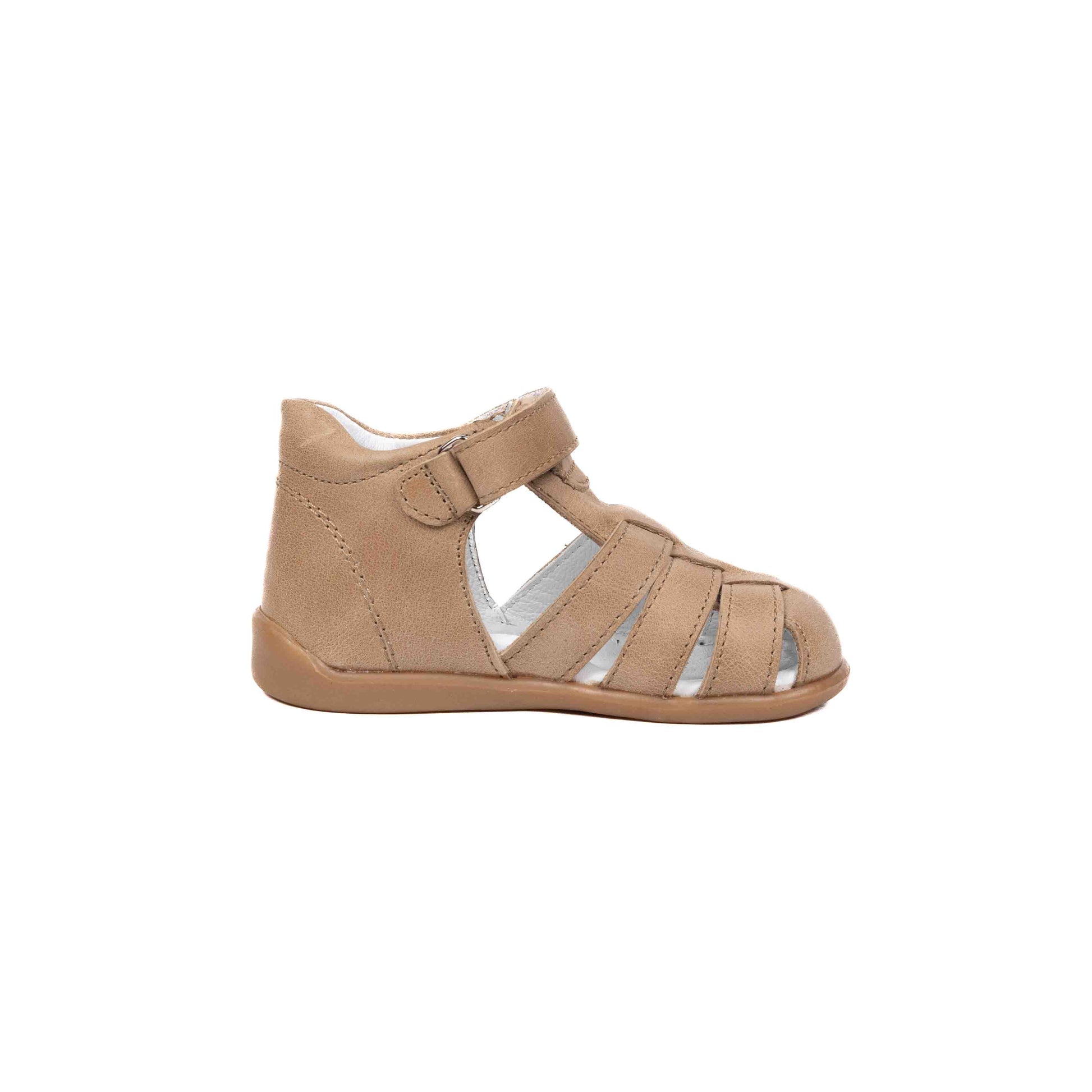 Sandalute din Piele Baieti, 4Kids - cu Scai, Usoare, Crem, 421